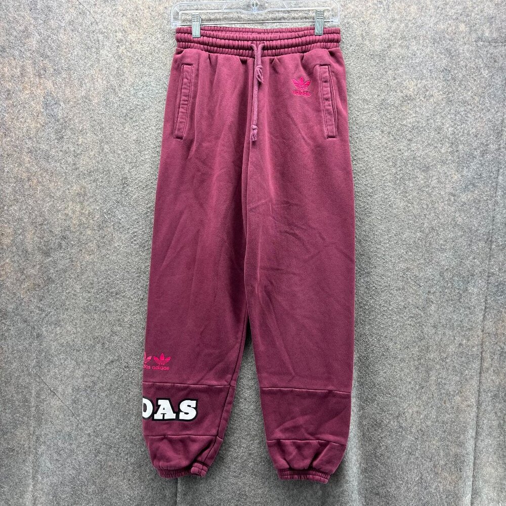 Adidas Sweatpants Women Small Burgundy Athletic Tapered Jogger Training Gym